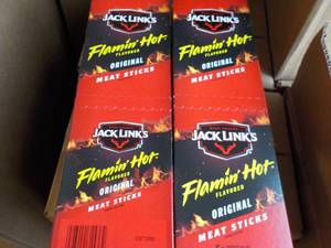 lot 413 image: 2 x 18.4 oz Jack Links Flamin Hot Meat Sticks