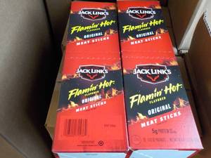 lot 414 image: 2 x 18.4 oz Jack Links Flamin Hot Meat Sticks