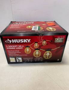 Husky 10625-05 50 ft. 5-Socket String Caged Work Lights ($55 Retail Value)