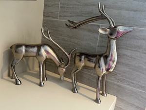 lot 39 image: Pair of Silver Colored Decorative Deer Figurines