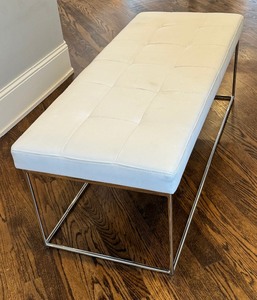 lot 53 image: Metal and Faux Leather Accent Bench