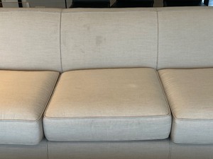 lot 61 image: Room and Board Cream Colored Upholstered Sofa