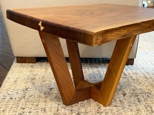 lot 36 image: Handcrafted Wooden Accent Table