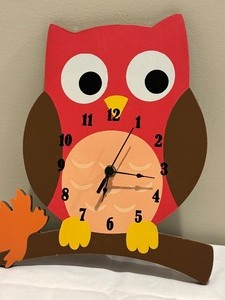 lot 208A image: Fantasy Fields Wooden Owl Wall Clock