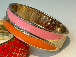 lot 125 image: Three Enamel Colorful Bangle Bracelets