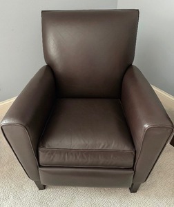 lot 258 image: Room and Board Deep Brown Faux Leather Reclining Chair