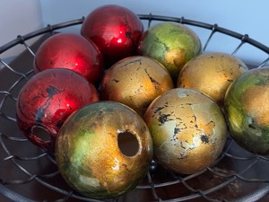 lot 261 image: Decorative Metal Bowl with Colorful Spheres