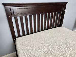 lot 246 image: Brown Wooden Double Bed Frame