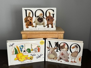 lot 247 image: Childrens Wooden Step Stool and Three Childrens Books by Matthew Van Fleet