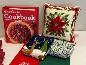 lot 237 image: Betty Crocker Cookbook and Holiday Towels