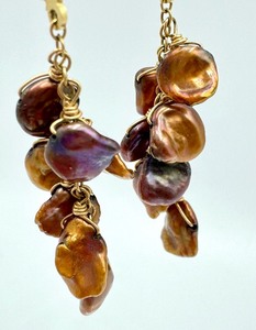 lot 223 image: Pair of Dyed Pearl and 14k Earrings