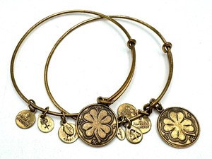 lot 225 image: Pair of Alex and Ani Four Leaf Clover Bracelets