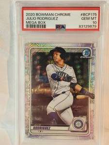 Julio Rodriguez 202 Bowman Chrome Mega Box No. BCP175 PSA Graded 10 GEM MT