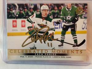 Zach Parise 2021 Upper Deck Celebrated Moments On Card Gold Auto