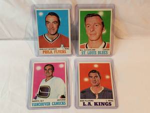 Lot 4 NHL 1970-71 Bob Pulford 36, Darryl Syl 115, Bill Sutherland 83, Jean Guy Gendron 86