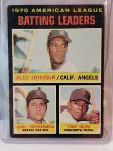 1970 American League Batting Leaders Alex Johnson, Carl Yastrzemski, Tony Oliva Topps No. 61