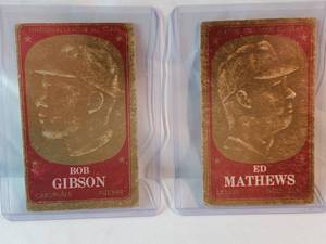 Lot of 2 1965 Embossed Topps Bob Gibson, Ed Mathews