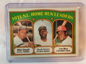 1971 N.L. Home Run Leaders Willie Stargell, Hank Aaron, Lee May Topps No. 89