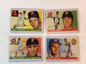 Lot of 4 1955 Topps Ray Crone 149, Hal Brown 148, Laurin Pepper 147, Jerry Lynch 142