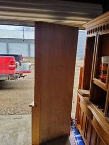 Corner hutch with glass doors