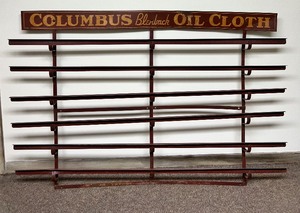 lot 3 image: Vintage COLUMBUS Oil Cloth Metal Display Sign