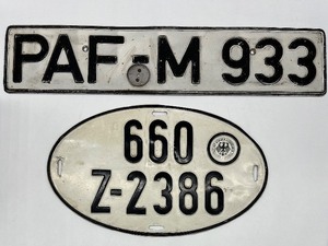 lot 27 image: Vintage German License Plates - QTY 2