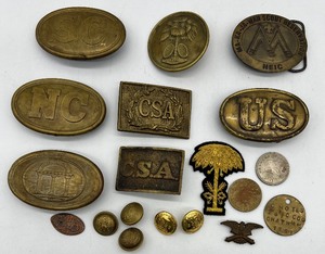 lot 40 image: Vintage Civil War Reenactment Belt Buckles