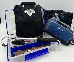 lot 119 image: Variety of Fishing Bag and Fish Cleaning Tools