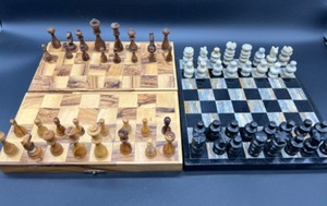 lot 504 image: Two Beautiful Chess Sets, Wood and Granite