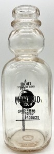 lot 144 image: Vintage MARIGOLD ROCK DAIRY PRODUCTS - CREAM WHEN YOU WANT One Quart bottle with Cream Top Spoon from the 1920s