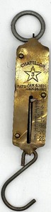 lot 148 image: Vintage lot of 3 Antique Collectable Brass Face CHATILLON 3 Hanging Scales weighted up to 25#