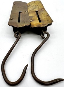 lot 160 image: Vintage lot of 2 Antique Collectable Brass Face FRARYS IMPROVED BALANCE No2 NEW YORK Hanging Scales