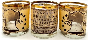 lot 178 image: 3 Vintage IN CONGRESS, Bicentennial 1776 -1976  Double Old Fashioned DECLARATION OF INDEPENDENCE COLLECTOR GLASSES