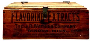 lot 179 image: Vintage Rustic Wooden JR WATKINS COMPANY WINONA, MINN USA FLAVORING EXTRACTS Box