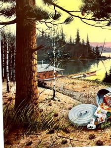 lot 198 image: Wooden Framed Artwork SNACKIN ON CARROTS (BLACK BEAR) Artist Signed by LES C. KOUBA #2183000