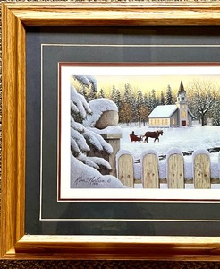 lot 199 image: Wooden Framed Artwork WHITE CRIMSON MORNING By KIM NORLIEN 1999