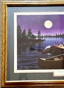 lot 200 image: Wooden Framed Artwork MOONLIGHT RETREAT Artist Signed byMARK DAEHLIN 98 #2322000