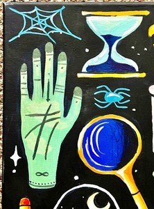 lot 204 image: Wacky Celestial Artwork of Curiosities on Canvas