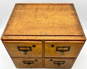 lot 214 image: Vintage Wooden 4 Drawer MACEY Card Catalogue