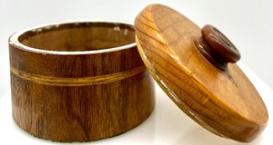 lot 229 image: Private Keep Out Wooden Decorative Sign & Round Wooden Container with Lid