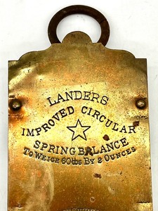 lot 169 image: Vintage lot of Antique Collectable Brass Face LANDERS IMPROVED CIRCULAR SPRING BALANCE TO WEIGH 60LBS By 2 OUNCES Hanging Scale