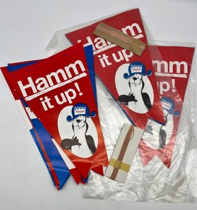 lot 295 image: Vintage HAMMS Beer NOS Pennant Banners - QTY 3