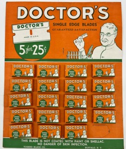 lot 512 image: Vintage DOCTORS Single Edge Blades Counter Display Advertising