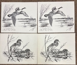 lot 243 image: Vintage Shelly KRANZ Bird Fowl Wildlife Prints 1983 - QTY 4