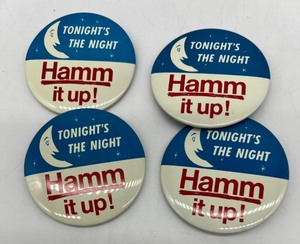 lot 264 image: Vintage HAMMS Beer Pins - Tonights the Night - Hamm it up - New Old Stock - Qty 4 #2