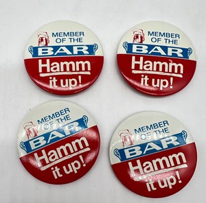 lot 265 image: Vintage HAMMS Beer Pins - Member of the Bar - Hamm it up - New Old Stock - Qty 4 #2