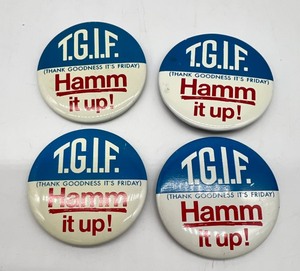 lot 266 image: Vintage HAMMS Beer Pins - T.G.I.F. - Hamm it up - New Old Stock - Qty 4 #2