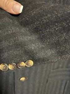 lot 428 image: 42R IBIZA Sport Coat Mens Dark Gray Striped Blazer 2 Button Wool Jacket