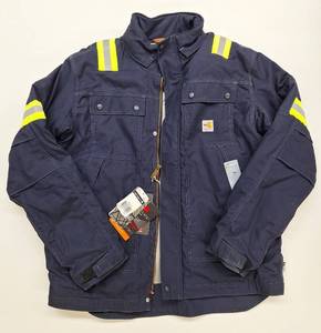 lot 542 image: CARHARTT Full Swing Navy Reflective Jacket - Fire Retardant - NWT - Large Tall