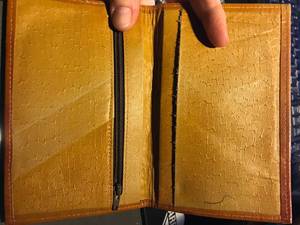 lot 384 image: Vintage 1970s Art Deco Style Tooled Leather WALLET Pocketbook Wide